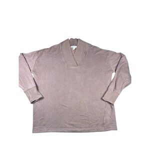 Athleta Clarity V-Neck Sweatshirt Womens Med Rustic Beige Tencel Pullover Cozy